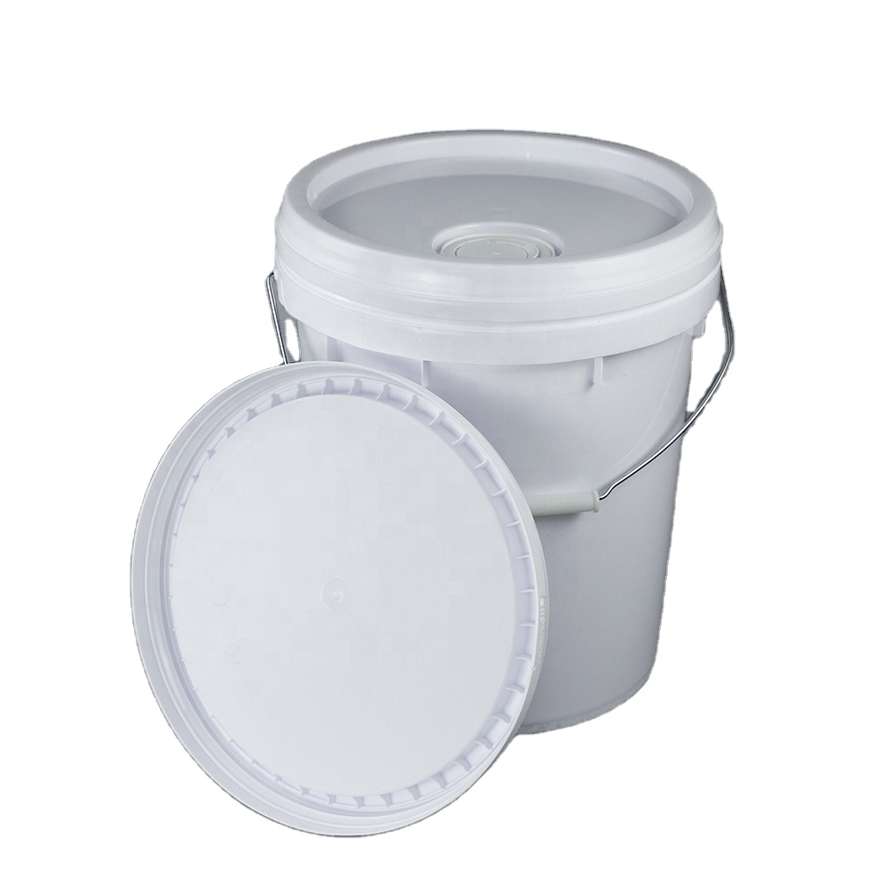 customized plastic paint bucket 5-20L PP pail white round chemical barrel for industrial with plastic/metal handle open top