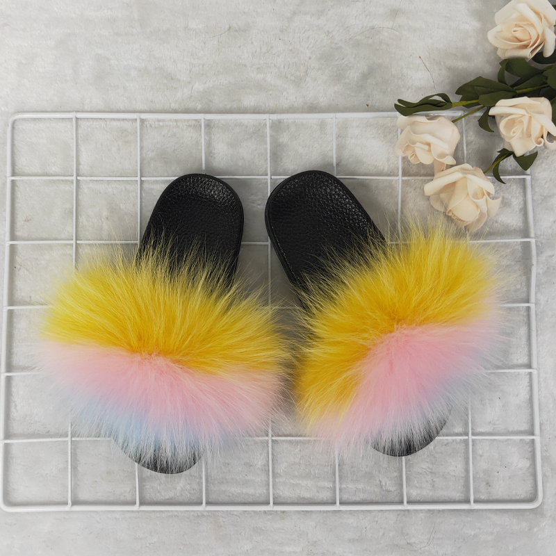 QX17-2 2021 New Design Color Matching Fashion Fox Fur Sandals For Children