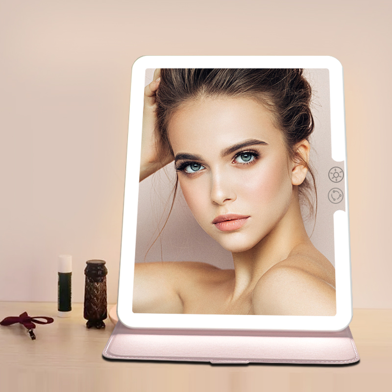 Складное косметическое зеркало в Стиле Ipad, портативное дорожное косметическое зеркало со светодиодом