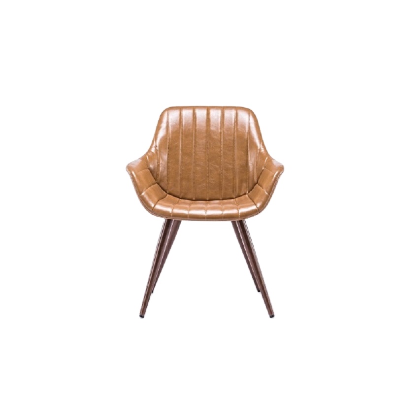 Light brown velvet fabric metal legs leisure chair, restaurant chair, dining room chair
