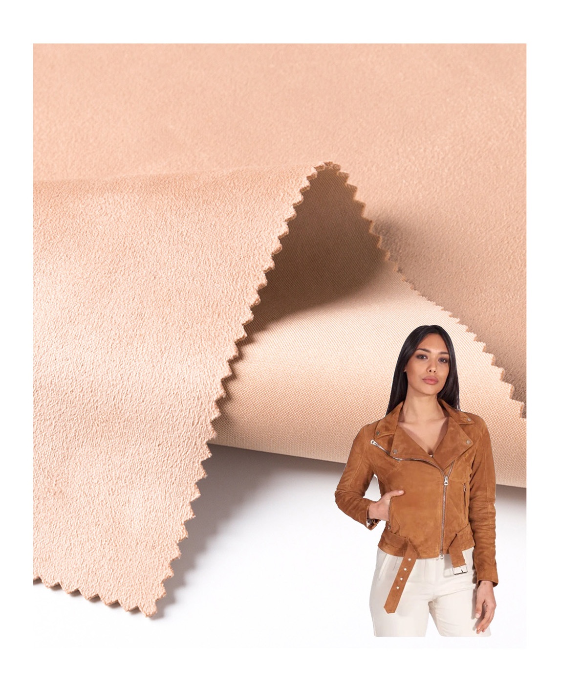 2023 New Collection Micro Fiber Recycled Knitting Double Sided Suede Leather Fabric For Clothes
