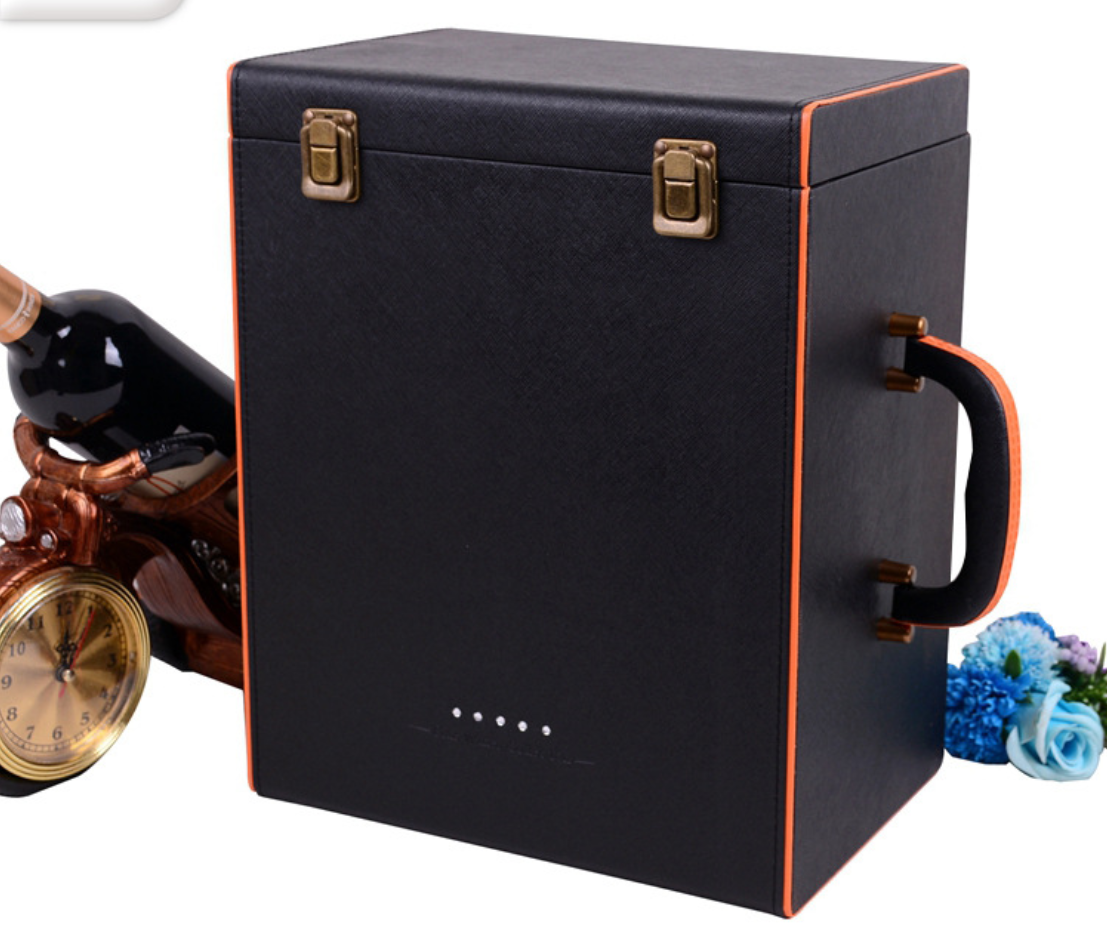 Factory Hot sale PU leather wine bottle packaging box 6 bottle gift wine box for Birthday Wedding Christmas