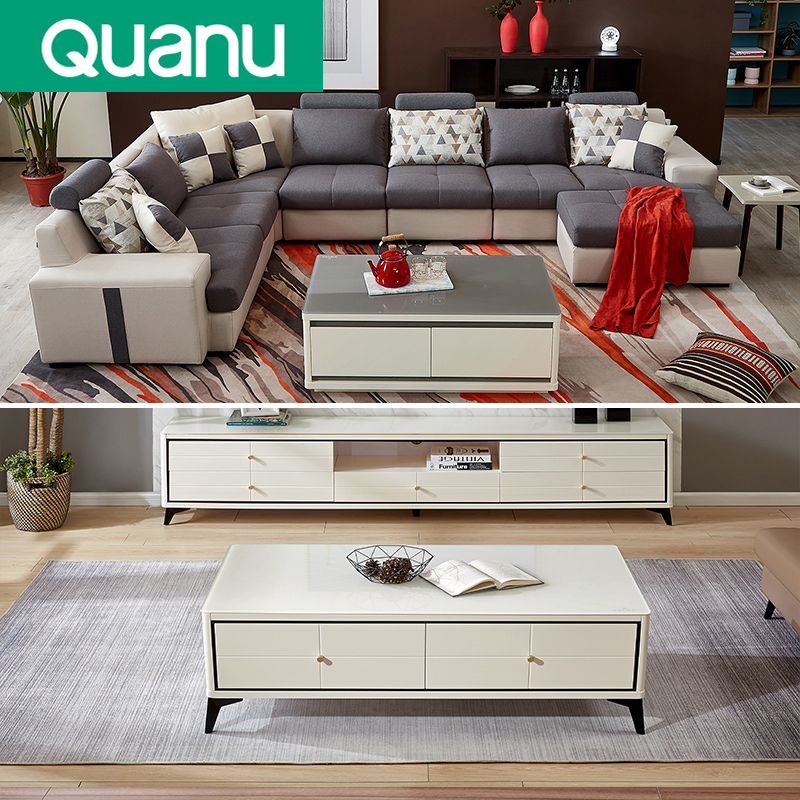 QFS41 Sofa + coffee table + TV cabinet set luxury furniture living room set