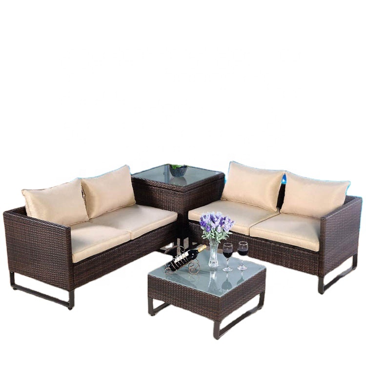 Rattan outdoor sofa set garden sofas swimming pool patio wicker waterproof corner lounge sofa