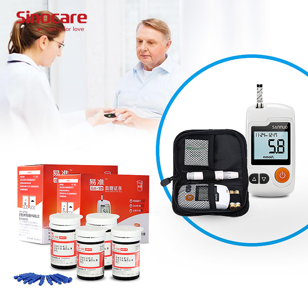 SINOCARE GA-3 измеритель уровня глюкозы в крови, прибор для контроля уровня сахара в крови с 50 тест-полосками, ланцетами
