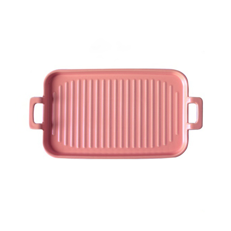 Creative two-ear ceramic baking plate Nordic home baking plate Western restaurant cake dessert plate INS hotel tableware