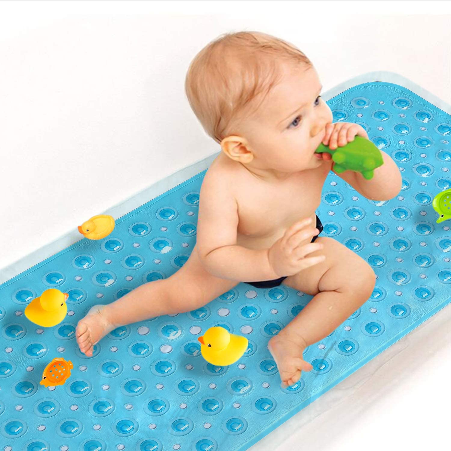 Non Slip Extra Long Bathtub Mat for Kids 40 X 16 Inch - Eco Friendly Bath Tub Mat Machine Washable Shower Mat Baby Bath Rugas