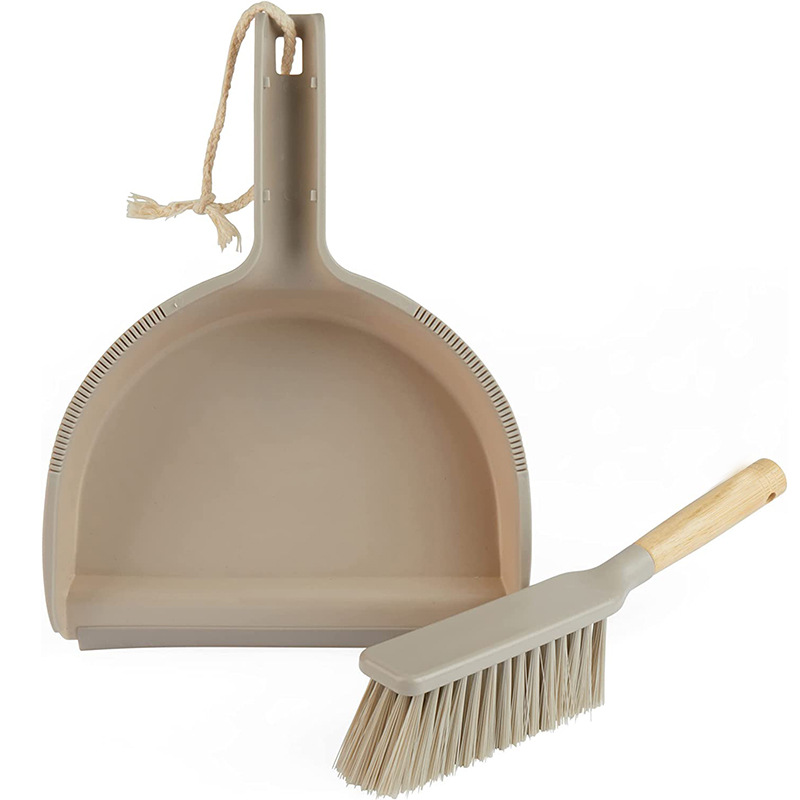 Wholesale Household Accessories Mini Broom and Dustpan Set for Table Clean and Cleaning Brushes with Bamboo Handle and Lanyard