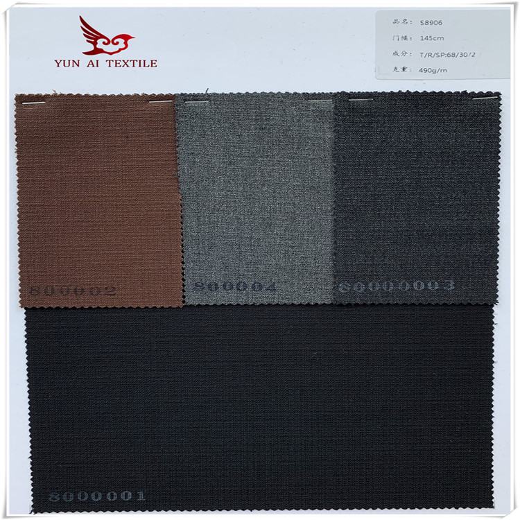 Easy care eco-friendly twill polyester viscose elastane suiting fabric for suits