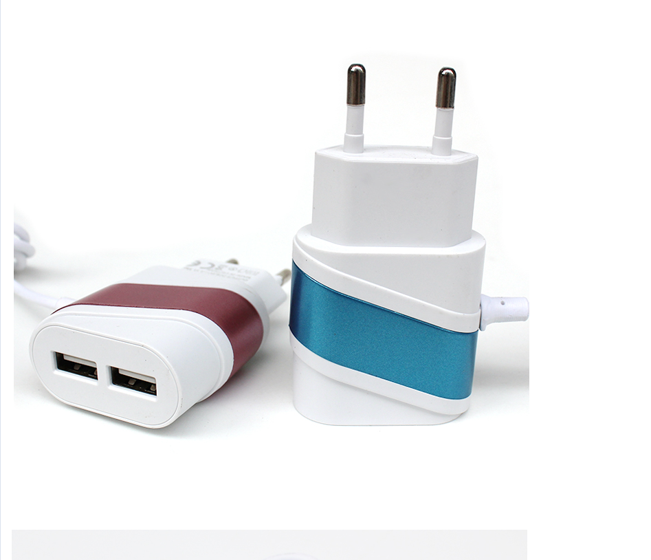 Зарядное устройство для мобильных телефонов Smar, 2 USB-адаптера, 5 В, 1 А, 2 А, V8, микро-USB с кабелем, домашнее дорожное зарядное устройство, США, ЕС
