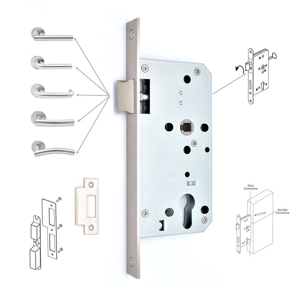 EN 12209 DIN 18251 260mins fire rate Mortise latch Lock with CE / Passage lock on wooden steel door