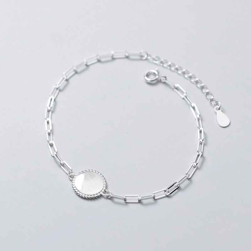 Bijoux Wholesale 925 Sterling Silver Round Link Chain Anklets Women Jewelry