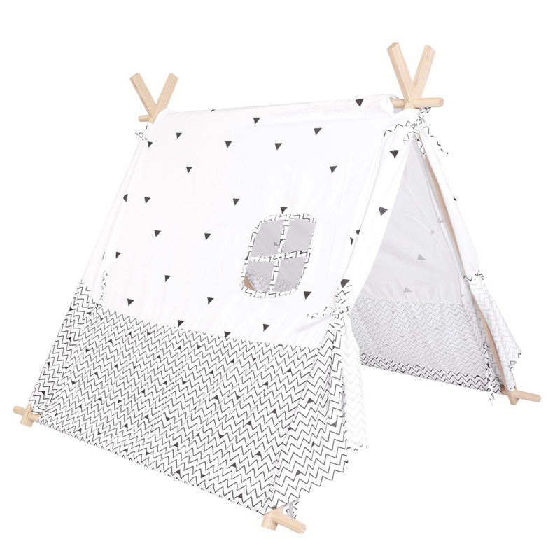 House Shaped Wood Frame Peach Skin Polyester Play kids Tent