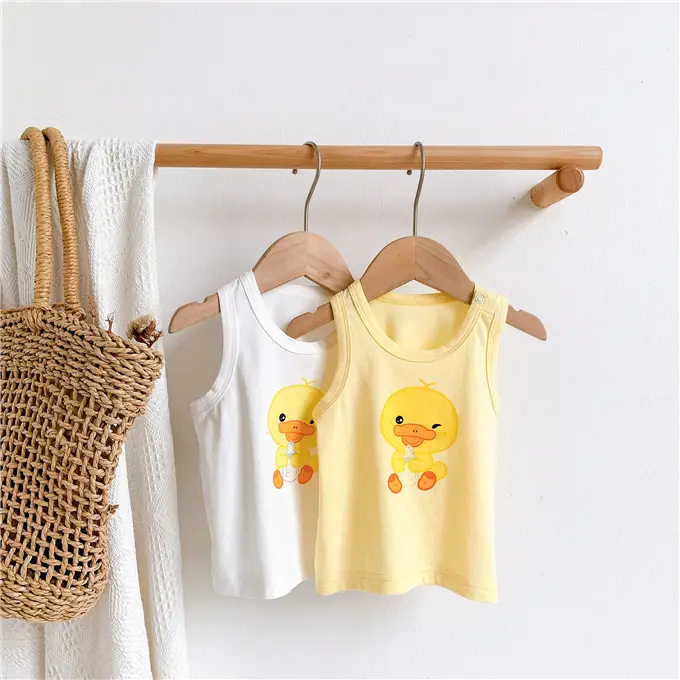 1 Piece Summer Thin Section 100% Cotton Infant Knit Vest For Baby Boys Girls Round Neck Vest Outer Wear