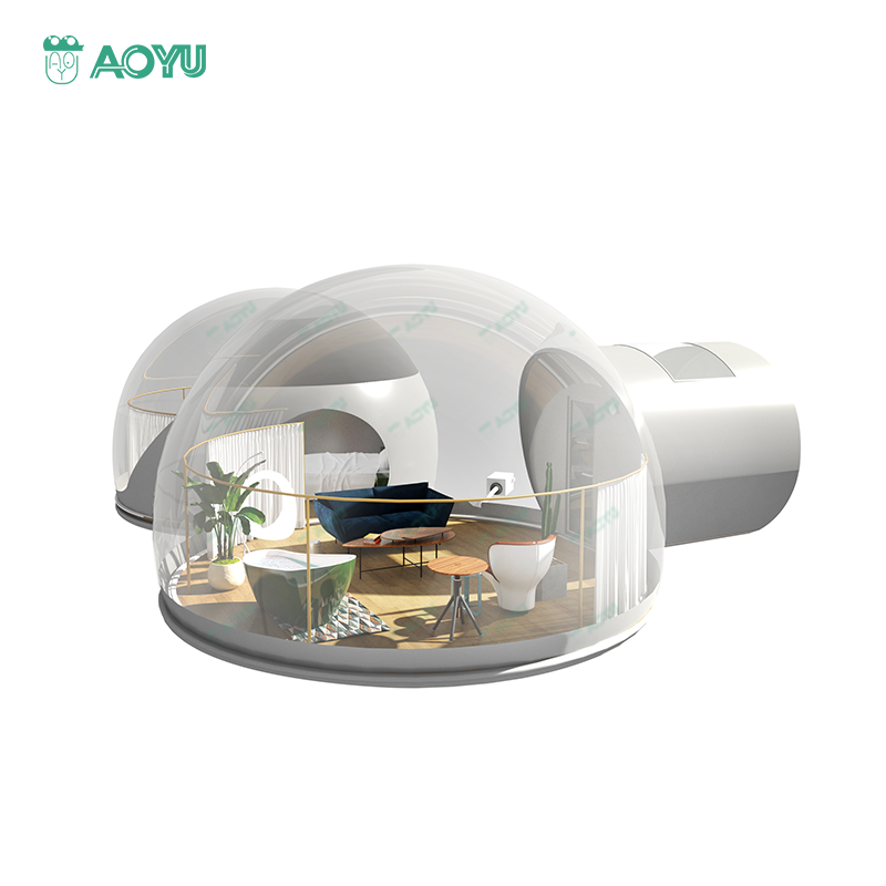 Aoyu two transparent tunnel inflatable bubble tent inflatable yoga tents inflatable bubble clear house