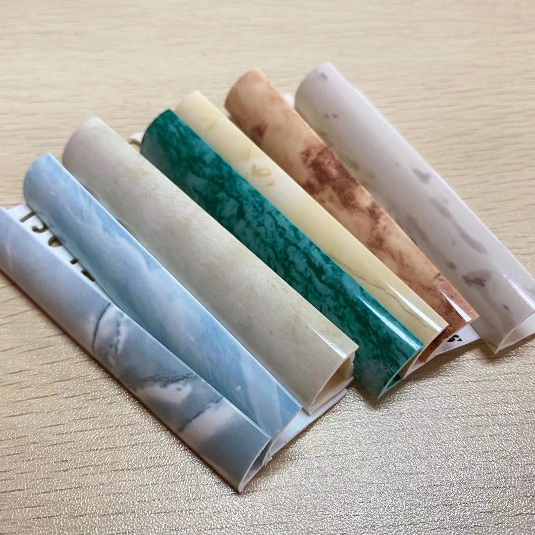 Directly Used To Protect The Edge Of Ceramic tile 12mm Colorful Smooth Decoration Marbled PVC tile Trim