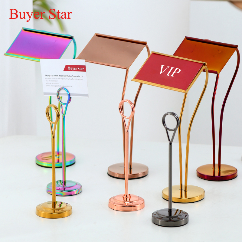 Stainless steel table number stand display cards stand table card holder