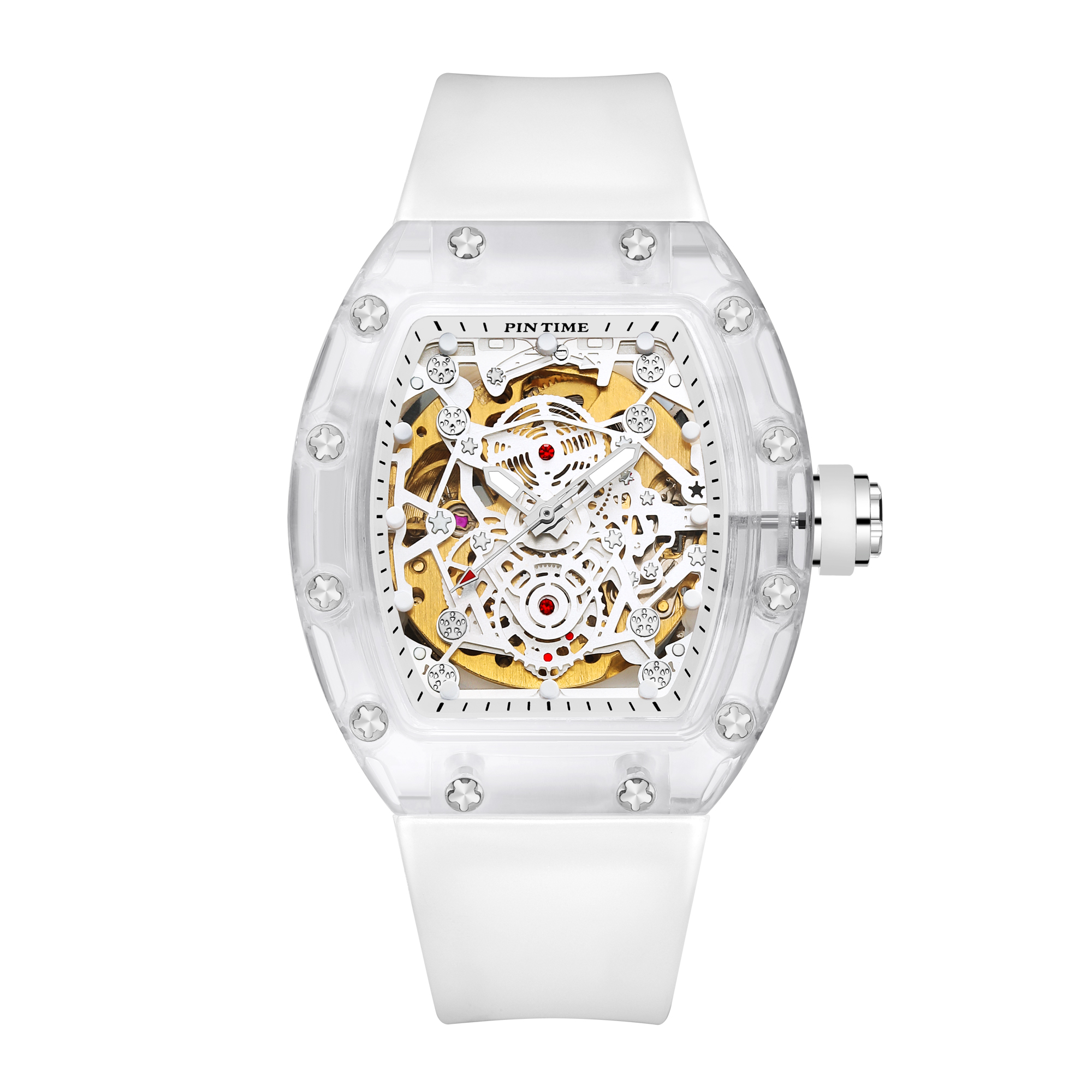 Tourbillon Skeleton Watch Mille Reloj Mens 3ATM Waterproof Transparent Silicone Wrist Watches Male Mechanical Watches