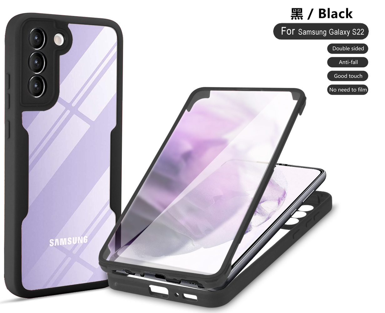 Полностью закрытый чехол для телефона Samsung Galaxy S23 S22 S21 Plus, ультратонкий полноразмерный чехол, прозрачная задняя панель, гибридный противоударный чехол для телефона, 360