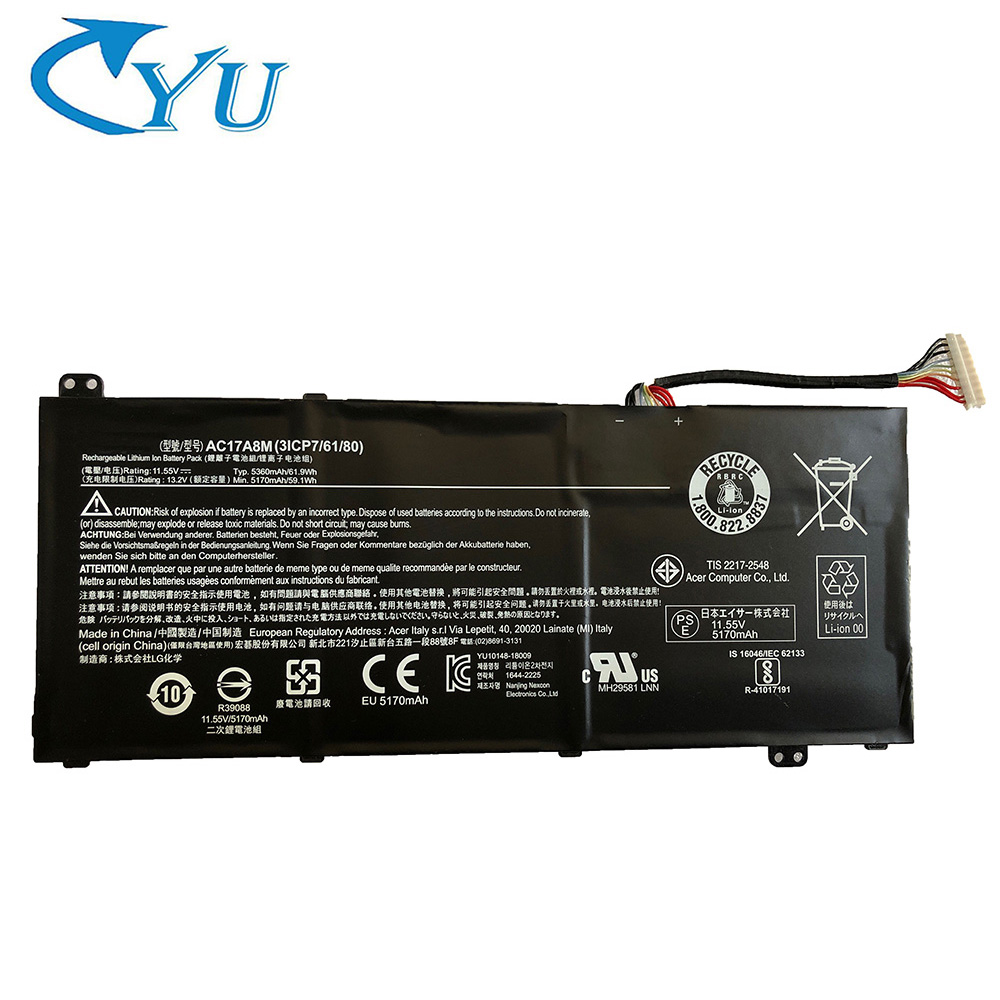 11,55 V 61.9Wh оригинальный AC17A8M Новый аккумулятор для ноутбука Acer 3ICP7 спин SP314 SF314 AC17A8M