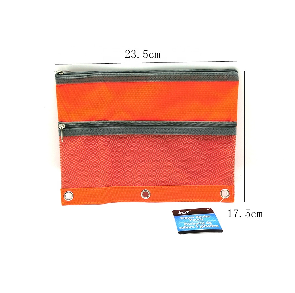 Шэньчжэнь заводской продукт двойная молния binder пенал 3 кольца пенал сетка окно канцтовары сумка