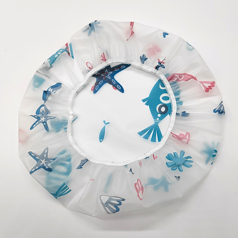 3 Pieces Waterproof Plastic Shower Cap,Elastic Reusable Bathing Cap,Beauty Salon Spa Lace Elastic Band Flower Printed Hat