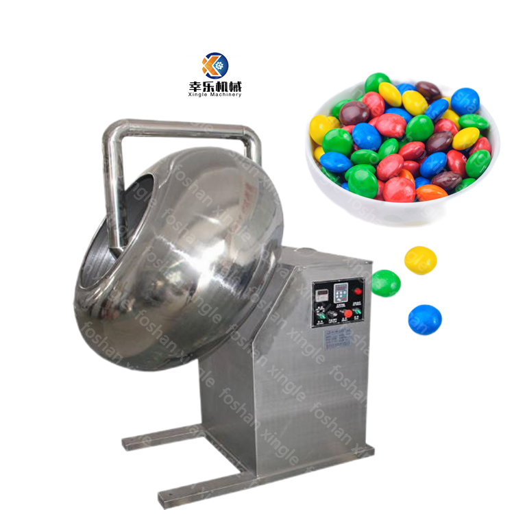 Automatic sugar coated gummy bear chocolate enrobing cashew nuts chocolate tablet guangdong powder coating machine