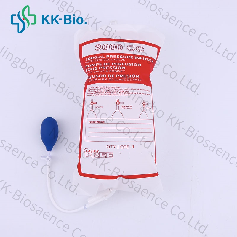 pressure infusion bag with piston gauge and stopcock