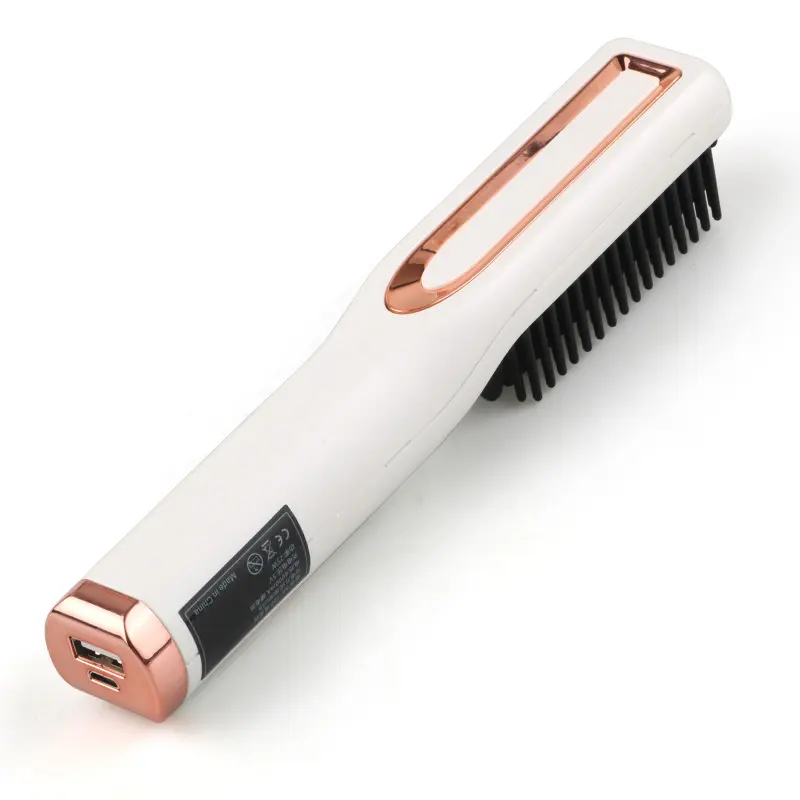 Hair Hair Straightener JINDING USB Rechargeable Electric Beard Hair Straightener For Men Wireless Man Beard Hot Comb Brush