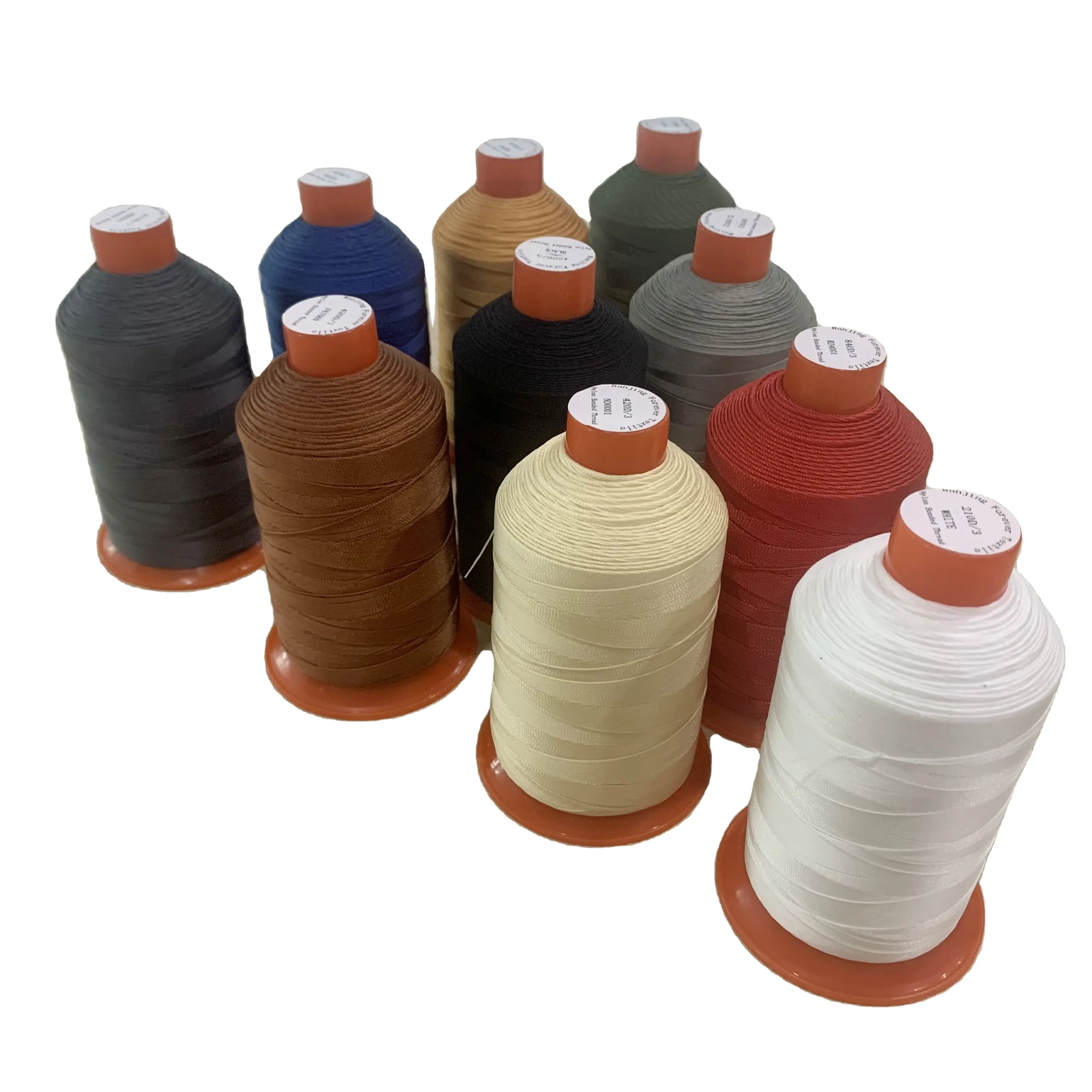 Low MOQ 100% Nylon Sewing Thread 210D/3 280D/3 Raw White And Dyed For Shoes Bonded Thread