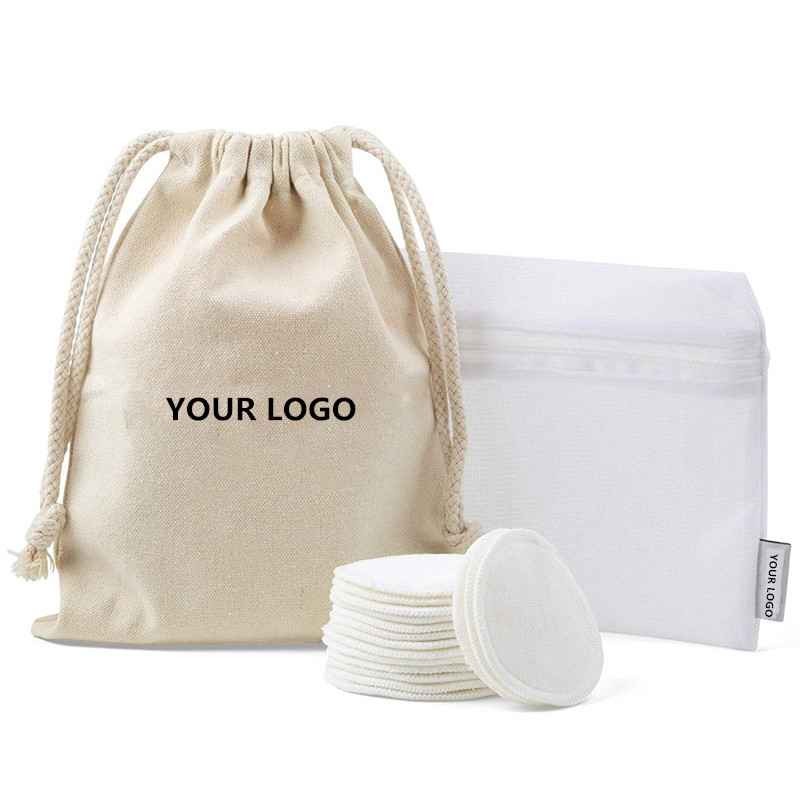 Cotton Bamboo Zero waste Reusable Cotton Pads Face Makeup Remover Pads Cleaning Facial Make Up Pad