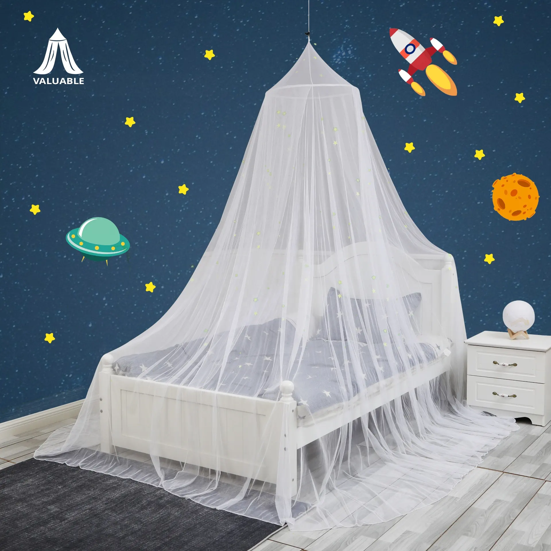 Fluorescent Stars Glow In Dark Canopy Bed For Baby Kids Girls Dome Bed Canopy Mosquito Net
