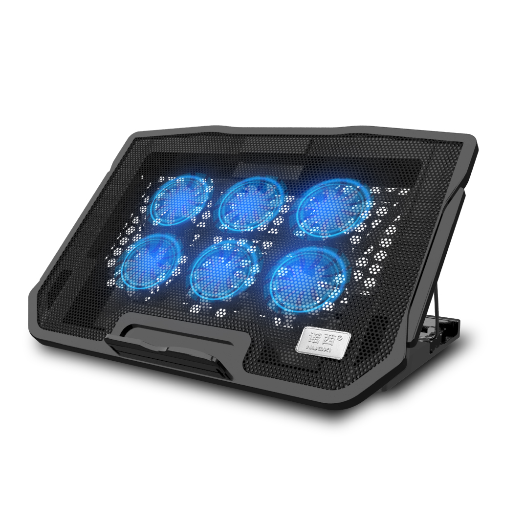 NUOXI Laptop Cooling Pad 6 Cooling Fans and Double USB Ports Laptop Cooler with Led Light Notebook Stand for 12-16 inch