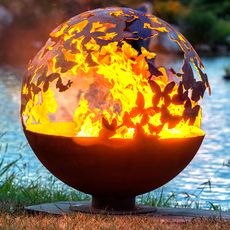 Metal Hollow Sphere Decoration Fire Pit Outdoor Modern Fireplace