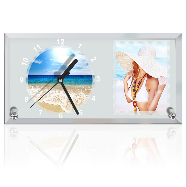 Yinsa PF003 (L30*16*0.5cm)factory directly blank sublimation Warm and comfortable modern glass photo frame 28 with clock