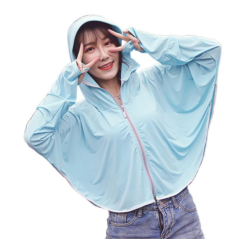 Spring And Summer Short Anti-ultraviolet Light And Breathable Ice Silk Long-sleeved Sunscreen Coat Women
