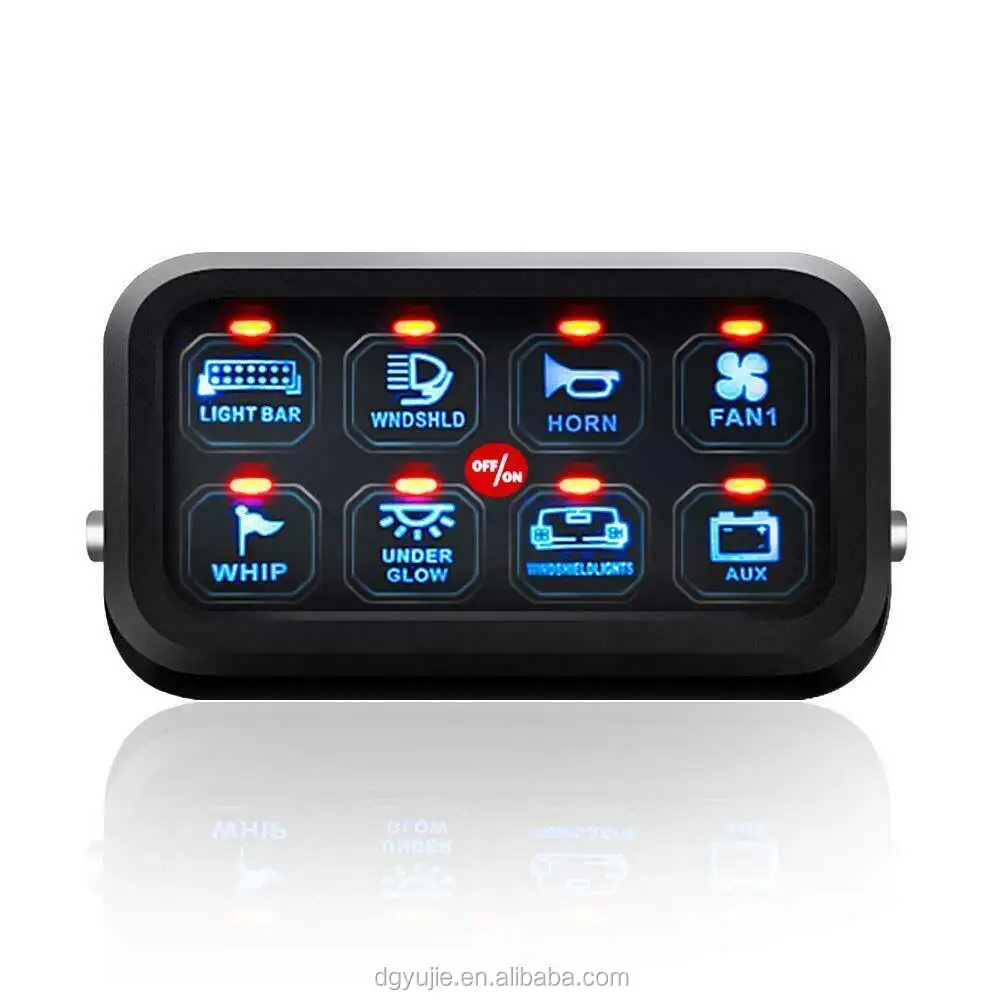 12V 24V 8 Gang LED Touch Screen Slim Switch Control Panel Car Boat Truck Marine