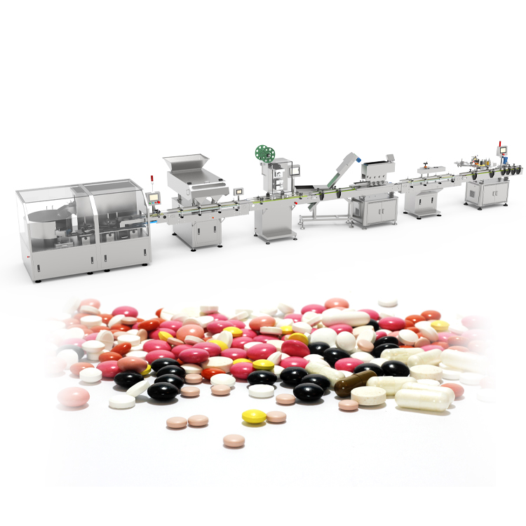 Automatic Nut Tablet Toffee Wash Bottle Labeling Counting Machine Line
