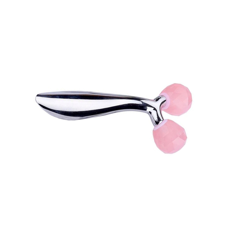 Best Seller Zinc Alloy Handheld Quartz Jade Roller Gua sha Quartz Jade Roller Face Massage Rose Quartz Facial Msaage Tool