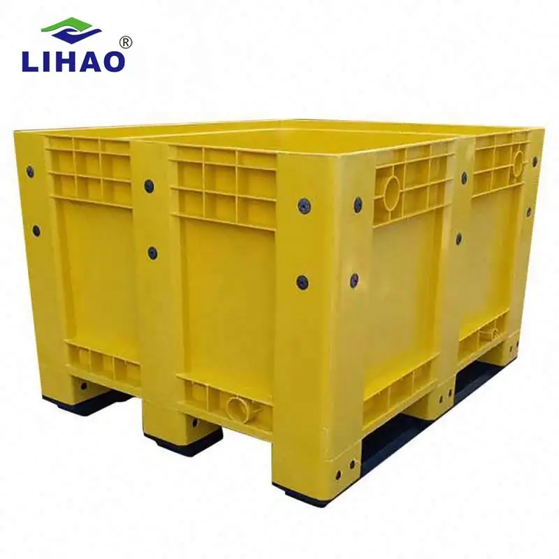 Pallet Box Square Plastic Bulk Storage 1200*1000*760mm Agricultural Yellow Heavy Duty Pallet Rack