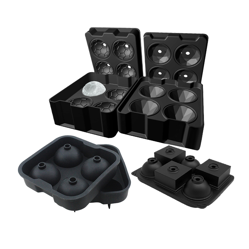 Wholesale Custom Reusable Square Silicone Ice Cube Tray Sphere Whiskey Round Sphere Ice Ball Mold Maker With Lid