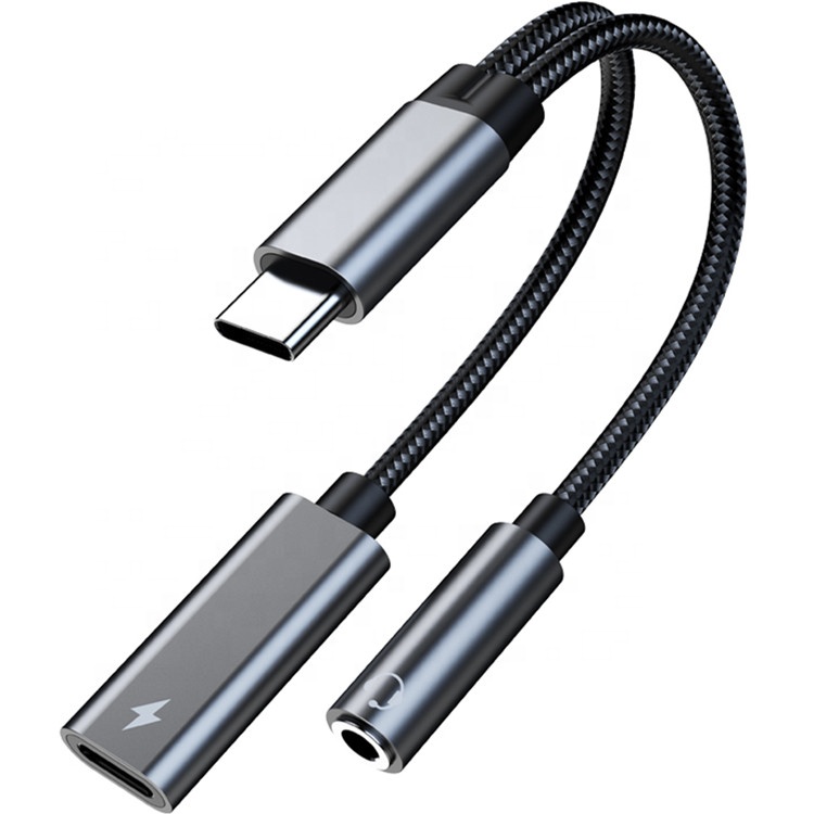 Type C to 3.5mm two in one pd60w charging adapter