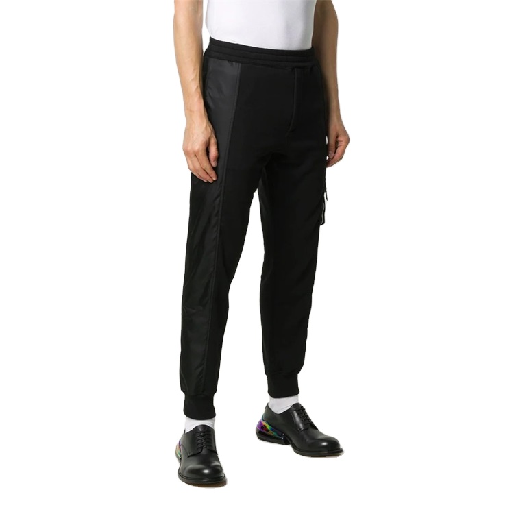 OEM custom black slim fit cotton plain sport fitness sweat running track pants for men