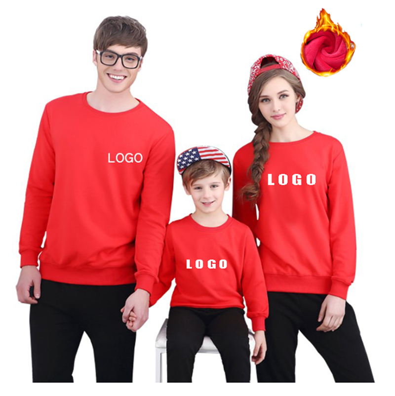 Winter Add Wool Fleece Custom Design Personal Label Family Adult And Kid Hoodies Fleece Hoodies Autumn Sweatshirts For Family