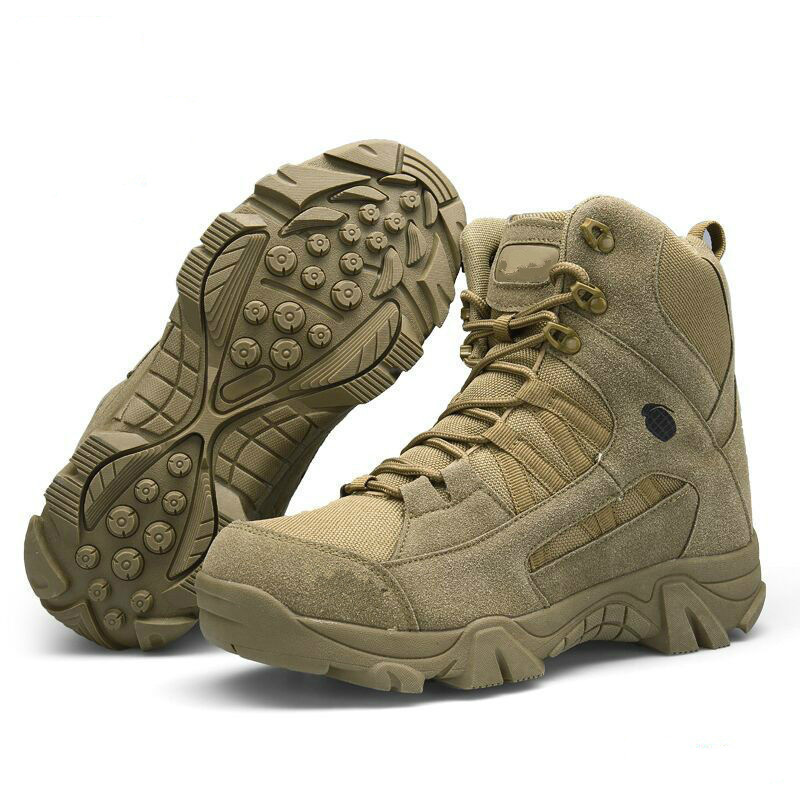 Outdoor men's combat boots hiking waterproof ultra-light wear-resistant autumn and winter high-top hiking shoes desert boots