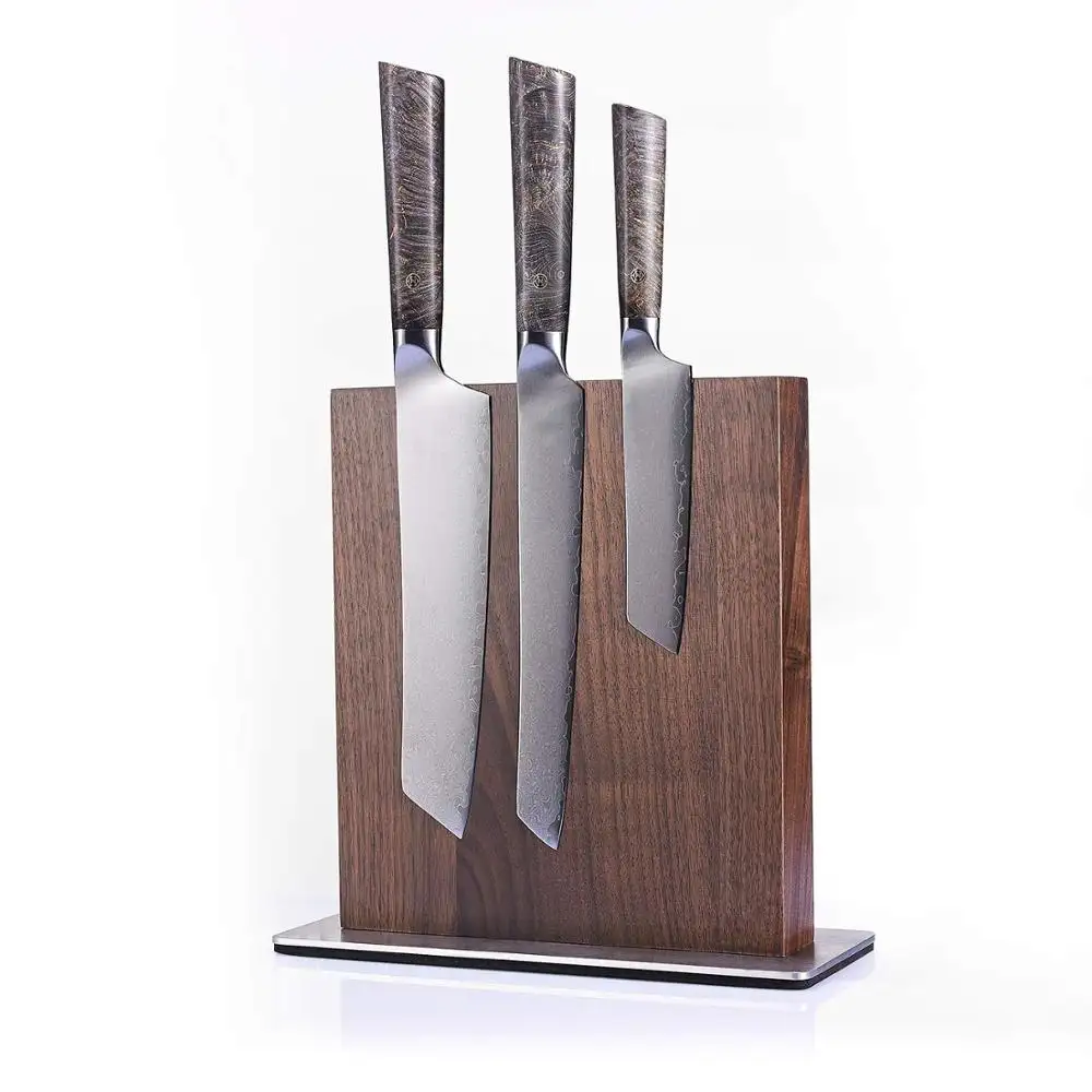 Dark Walnut Magnetic Knife Block Holder with strong Magnets
