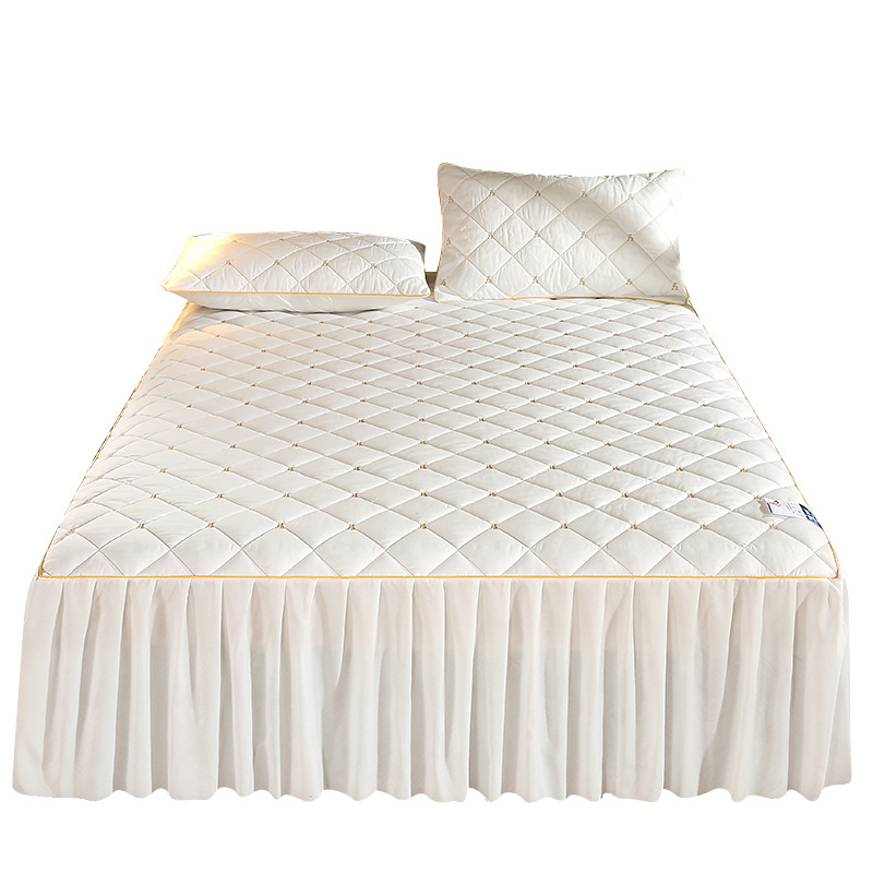 bed skirt soft and warm ,100% cotton high end quilted queen bed skirt for bed/
