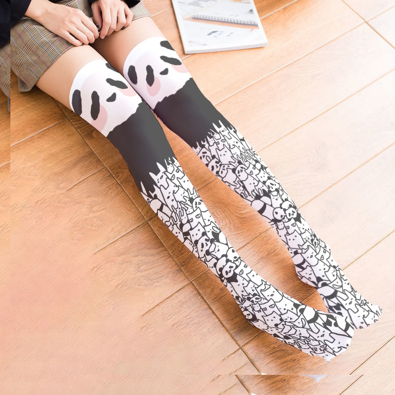 wholesale Cute Panda printing sexy fashion long stockings For Girls