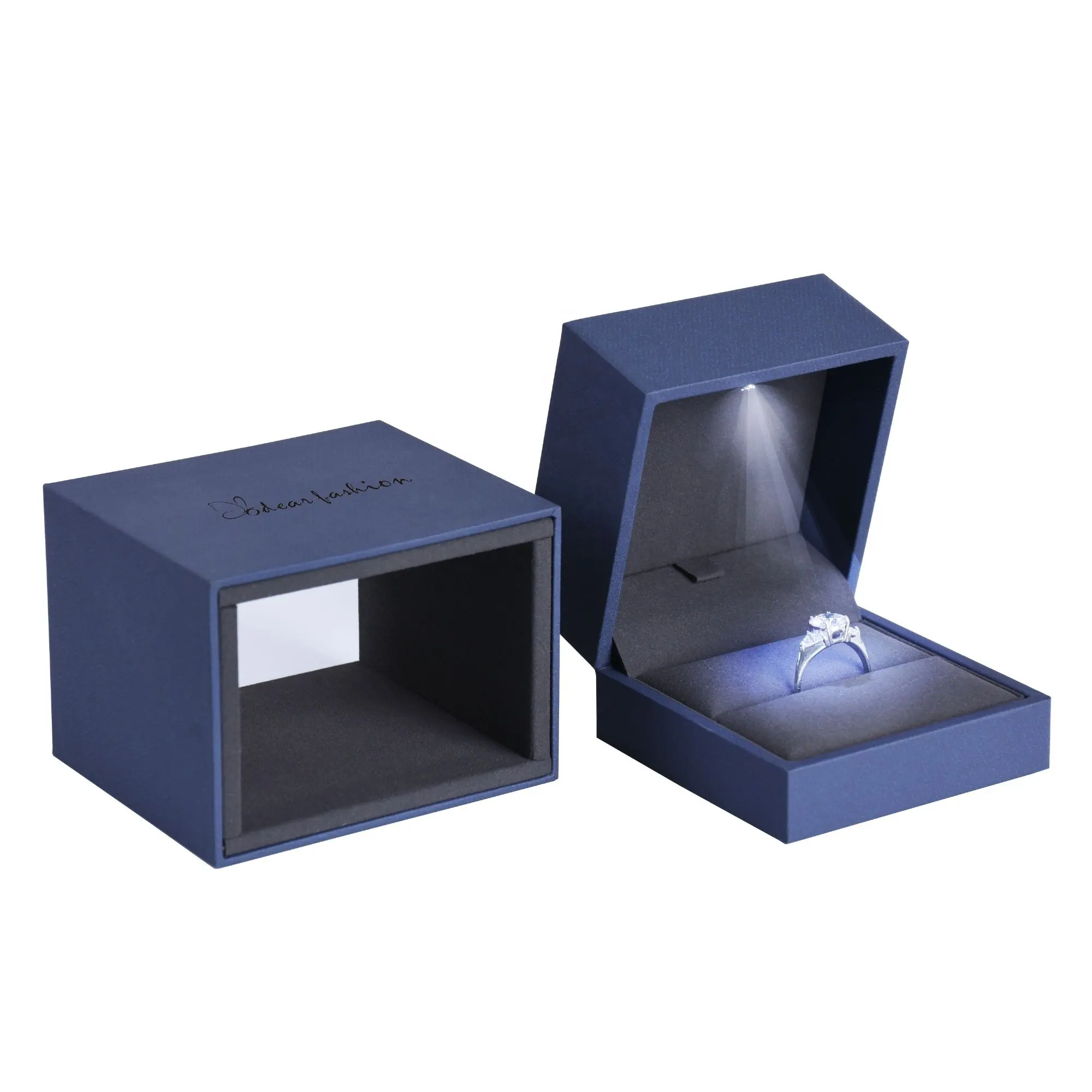 Luxury custom jewelry Ring packing box led light Ring box case
