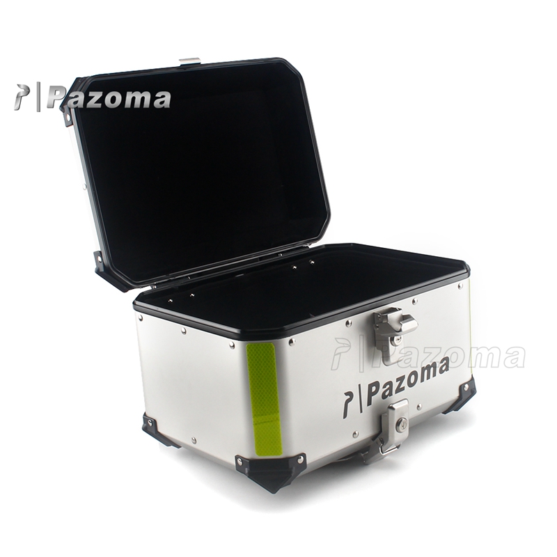 Pazoma High Quality Aluminum Silver Motorcycle Tail Luggage Top Box For Street Bike